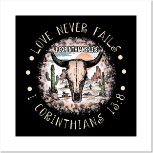 Love Never Fails Bull Skull Desert Posters and Art